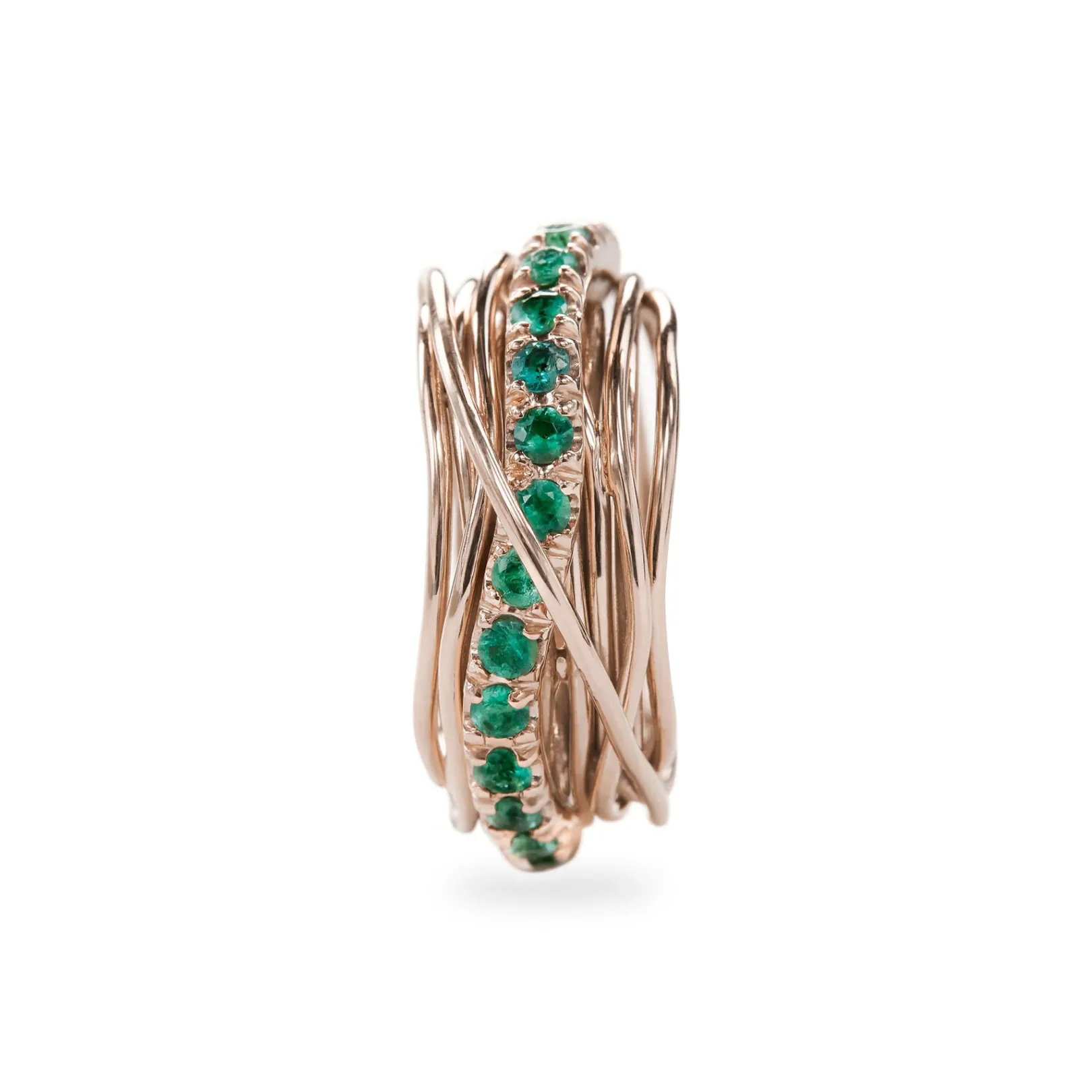 filodellavita_prezioso__f_2.webp Filodellavita Prezioso 13 fili in Oro Rosa 9kt e Smeraldi | Rubinia Gioielli Sale