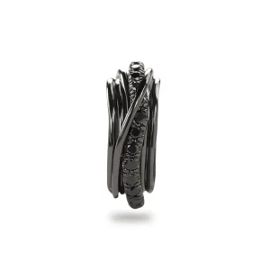Filodellavita Rock 7 fili in Argento 925 brunito e Diamanti Black | Rubinia Gioielli Outlet