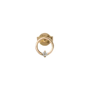 Mono Orecchino Filodamore in Oro Giallo 9kt Cerchio piccolo e Diamante Bianco | Rubinia Gioielli Sale