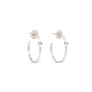 Orecchini a cerchio in Argento 925 con tre fili in Oro Rosa 9kt | Rubinia Gioielli Discount