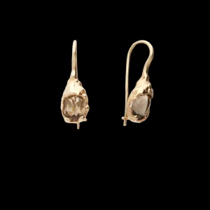 Orecchini a monachella in Oro Giallo 9kt e Quarzo Fumè | Rubinia Gioielli Fashion