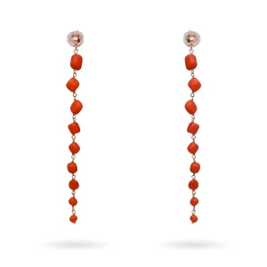 Orecchini con sassolini in corallo e chiusura in Oro Rosa 9kt | Rubinia Gioielli Fashion
