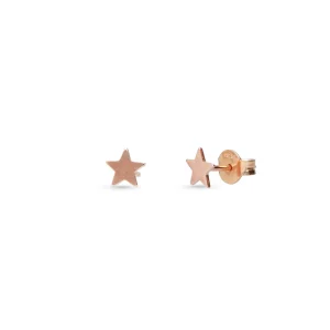 Orecchini Filodamore a Lobo da 5 mm in Oro Rosa 9kt con Stella Piccola | Rubinia Gioielli Discount