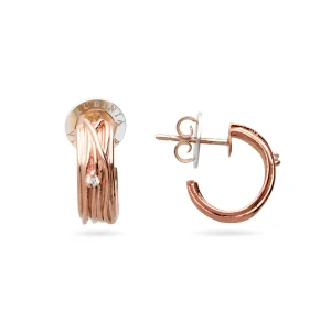 Orecchini Mini Grandi da 1cm 13 Fili in Oro 9kt e 2 Diamanti Bianchi 0.05 ct totali | Rubinia Gioielli Clearance