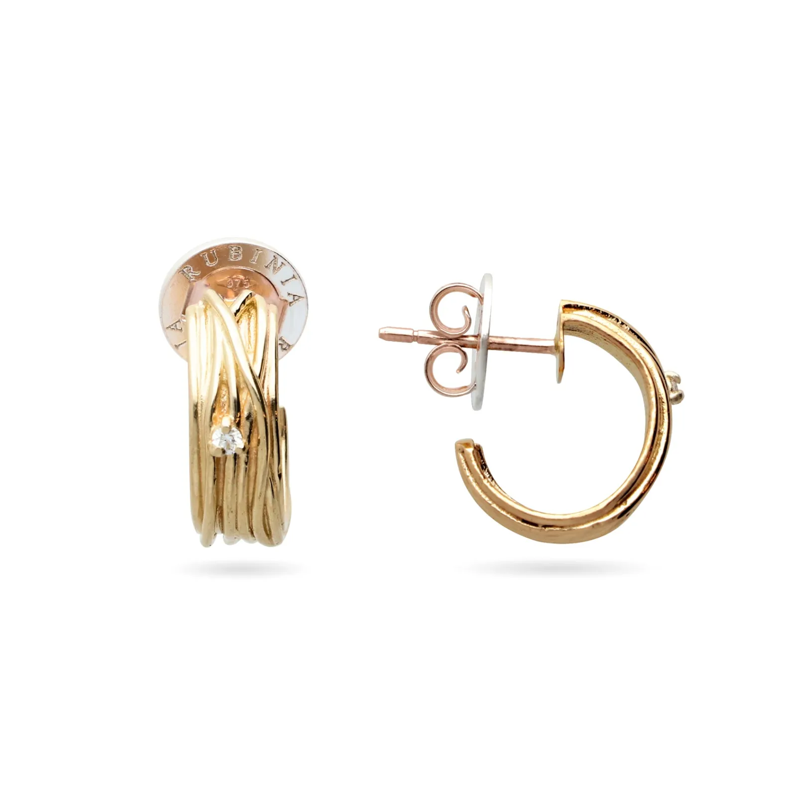 orecchini_mini_grandi_da__4.webp Orecchini Mini Grandi da 1cm 13 Fili in Oro 9kt e 2 Diamanti Bianchi 0.05 ct totali | Rubinia Gioielli Clearance