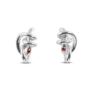 Orecchino Nodi d'Amore in Argento 925 e Rubini | Rubinia Gioielli Outlet
